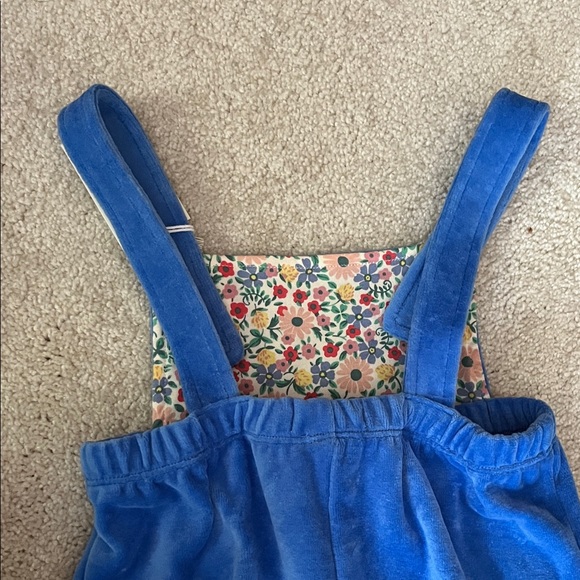 Mini Boden Blue Kids Overalls with Floral Top - Picture 9 of 9